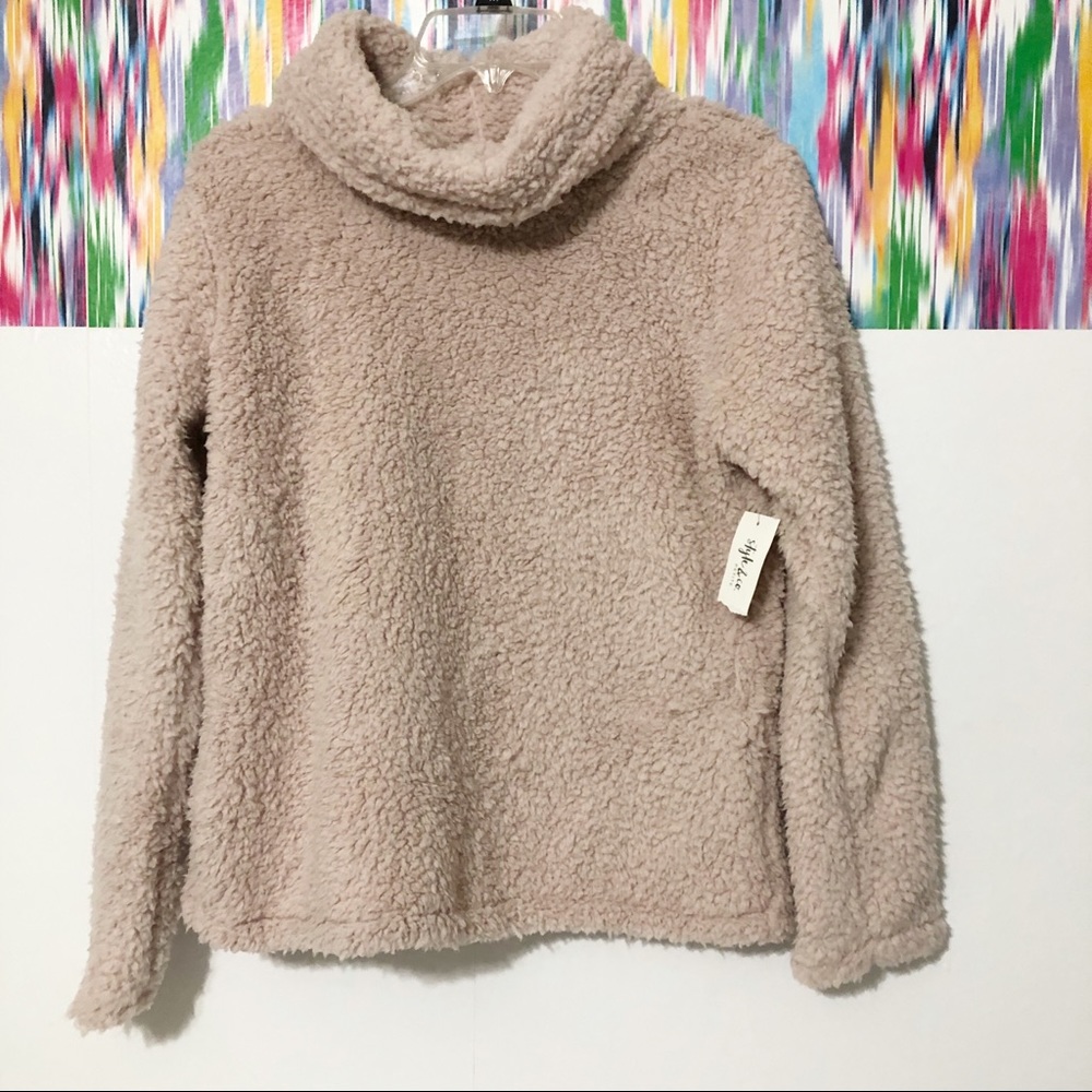 NWT- Style & Co. blush pink teddy sweater - Picture 1 of 7
